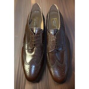 HALSTON VINTAGE Men’s Oxford Wing Tip Brown Italian Dress Shoes Size 10 1/2